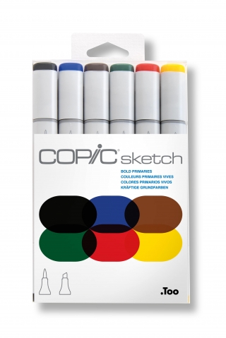 Набор маркеров Copic Sketch Bold Primaries 6 штук в пластиковой упаковке