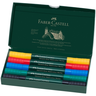 Набор акварельных пигм. маркеров Faber-Castell "Albrecht Dürer" 5цв., двухстор., кистев./пулевид.
