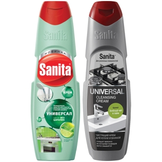 Средство чистящее Sanita Универсал. Зеленый чай и лайм, крем, 600мл