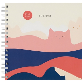 Скетчбук на гребне MESHU "Mountcats" 120г/кв.м, 15х15см, soft-touch, 60л.