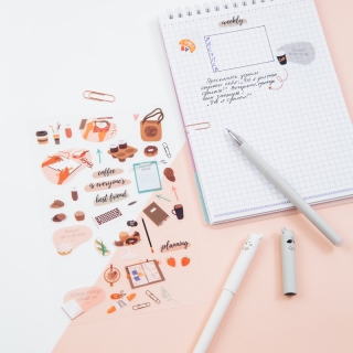 Наклейки ПВХ MESHU "Coffee time", 10*21см, 43 наклейки, инд. упаковка