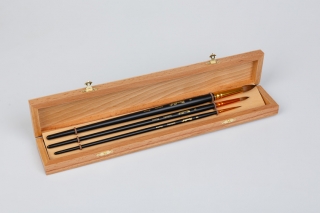 Набор кистей Roubloff №8 колонок круглые 3 штуки в деревянной шкатулке