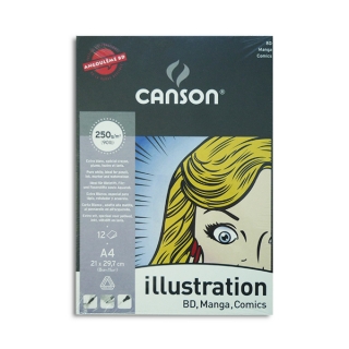 Альбом-склейка для маркеров Canson Illustration, 250 г/м2, 100% целлюлоза, А4, 12 листов