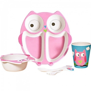 Набор детской бамбуковой посуды Сова New