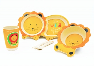 Набор детской бамбуковой посуды Львенок New