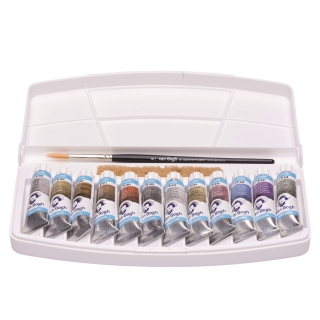 Набор акварельных красок Van Gogh 12 цветов,*10мл интерферентные цвета, пластиковый короб + кисть