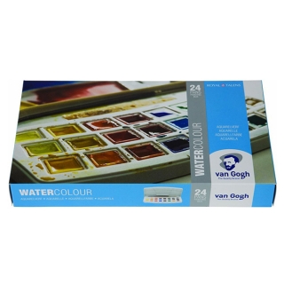 Набор акварельных красок Royal Talens Van Gogh, кюветы 24 цвета, 1 кисть и губка