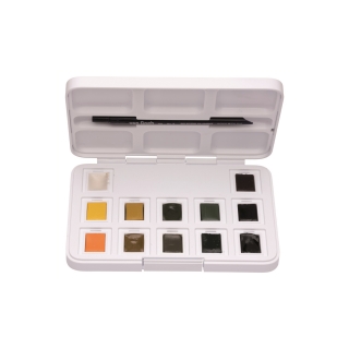 Набор акварельных красок Van Gogh "Shades of Nature" (цвета природы) 12 кювет + кисть, пластиковый короб