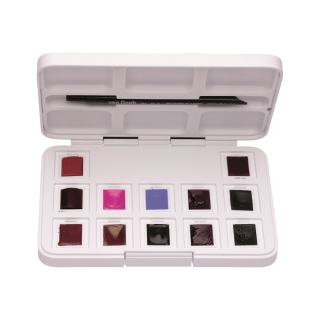 Набор акварельных красок Van Gogh "Pinks&Violets" (розовые и фиолетовые) 12 кювет + кисть, пластиковый короб