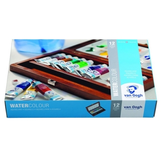 Набор акварельных красок Royal Talens Van Gogh, тубы 12 цветов по 10 мл, 2 кисти, палитра