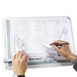 Доска чертежная А3 Brauberg, 505х370 мм, с рейсшиной, треугольником и чертежным узлом