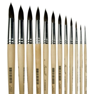 Художественные кисти белка микс Сонет, №1-№12, круглые, длинная ручка