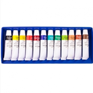 Акварель Гамма "Студия",  художественная, 12 цветов, 9мл/туба, картон