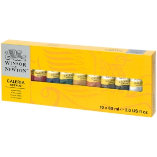 Краски акриловые Winsor&Newton "Galeria", 10 цв, 60 мл/туба, упаковка картон