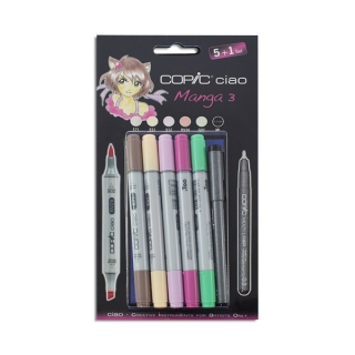 Набор маркеров для рисования Copic Ciao "Manga 3", 5 цветов + линер 0.3 мм