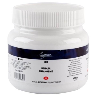 Краска акриловая художественная Ладога Невская Палитра, 500 мл, банка, белила титановые