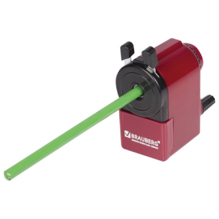 Точилка механическая Brauberg, металлический механизм, черный/бордовый