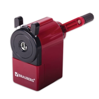 Точилка механическая Brauberg, металлический механизм, черный/бордовый