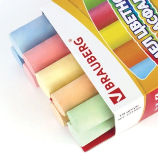 Мел цветной Brauberg, набор 10 шт., для рисования на асфальте, круглый