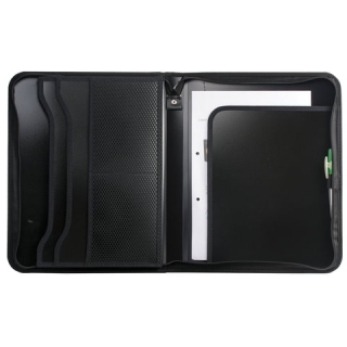 Папка на молнии пластиковая Brauberg, А4, 350х282х33 мм, 2 отделения, 4 кармана, черная