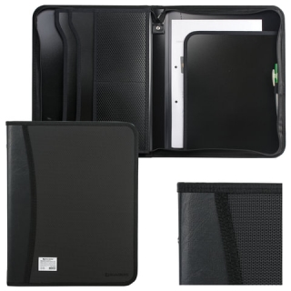 Папка на молнии пластиковая Brauberg, А4, 350х282х33 мм, 2 отделения, 4 кармана, черная