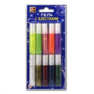 Гель с блестками "Блеск" ЛУЧ, 10 цветов по 5 мл