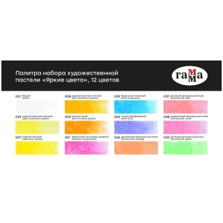 Пастель сухая художественная Гамма "Старый мастер. Яркие цвета", 12 цветов