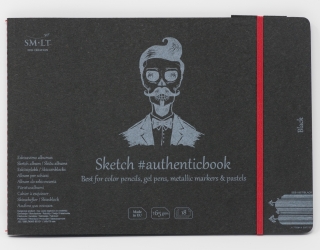 Альбом SM-LT Art Authentic Black 165г/м2 24.5х18.5см 18 листов с закладкой-застежкой книжный переплет (сшитый)