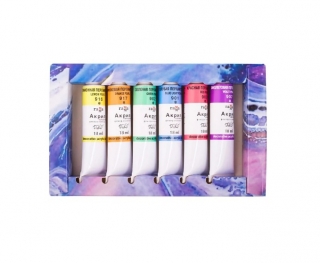 Краски акриловые Гамма "Деко", 6 цветов, перламутровые, 18мл/туба, картон