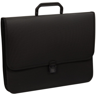 Папка-портфель 2 отделения OfficeSpace, А4+, 370*280*120мм, на замке, черный