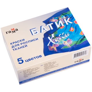 Краски по ткани Гамма "Батик-хобби", 5 цветов, резервирующий состав, трубочка