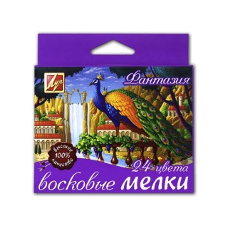 Восковые мелки на масляной основе Фантазия, ЛУЧ, 24 цв., d=9,5 мм, с европодвесом