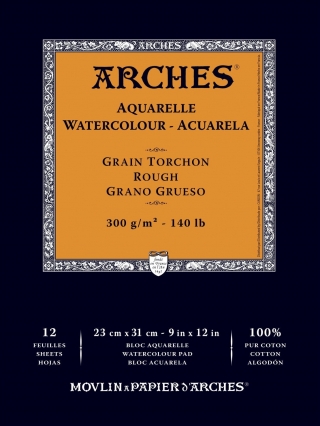 Альбом для акварели Arches 300г/кв.м (хлопок) 23*31см 12л Торшон, склейка