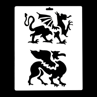 Гибкий трафарет Сонет НЕВСКАЯ ПАЛИТРА, Драконы геральдика, 25х22 см