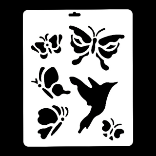 Гибкий трафарет Сонет НЕВСКАЯ ПАЛИТРА, Бабочки и колибри, 25,5x20,5 см