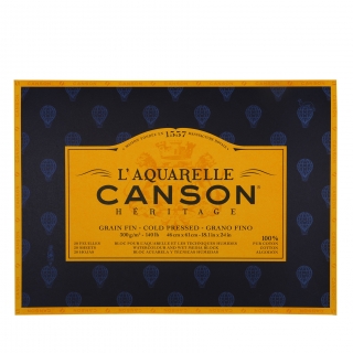 Блок для акварели Canson Heritage 300г/кв.м (хлопок) 46*61см 20листов Фин склейка по 4 сторонам