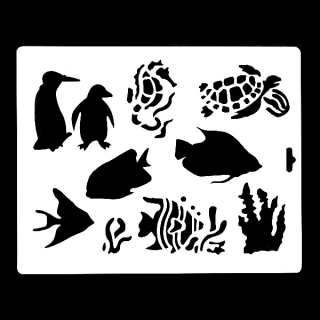 Гибкий трафарет Сонет НЕВСКАЯ ПАЛИТРА, Рыбы и пингвины, 25,5х20,5 см