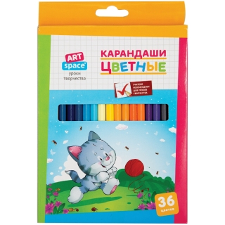 Цветные карандаши ArtSpace "Зверята", набор 36 цветов