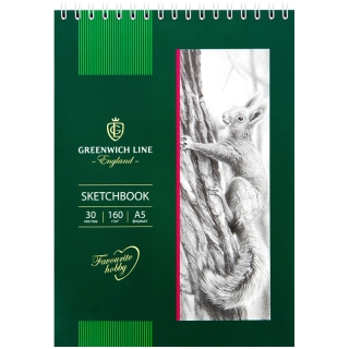Скетчбук 30л. A5 на гребне Greenwich Line, 160г/м2