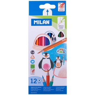 Карандаши Milan "231", 12цв., трехгран., заточен., картон, европодвес