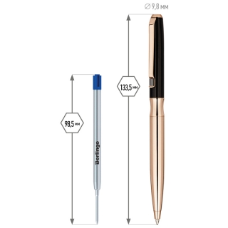 Ручка шариковая Delucci "Evento", синяя, 1мм, цвет корпуса - чёрный/золото, поворот., подар.уп.