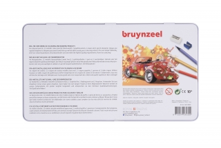 Набор цветных карандашей Bruynzeel 'Машина' 58 карандашей+ластик+точилка в металлической упаковке