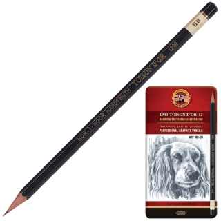 Набор чернографитных карандашей "ART" Toison D-or KOH-I-NOOR, тв.8В-2Н, набор 12 шт. в металлическом пенале