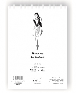 Скетчбук для маркеров SM-LT Art Authentic for Markers 100г/м2 A3 50 листов в папке склейка по длинной стороне