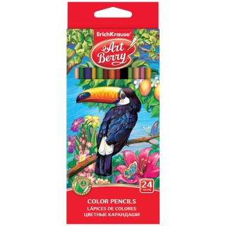 Карандаши ArtBerry 24цв., трехгран., заточен., картон, европодвес