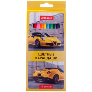 Карандаши ArtSpace "Машинки", 12цв., заточен., картон, европодвес