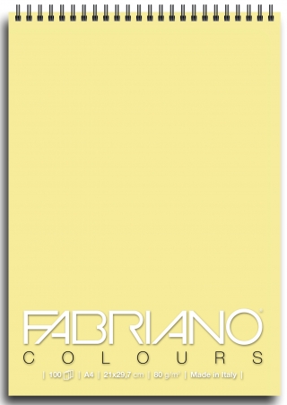Блокнот для зарисовок Fabriano Colours 80г/м.кв 21x29,7см Желтый 100л спираль по короткой стороне