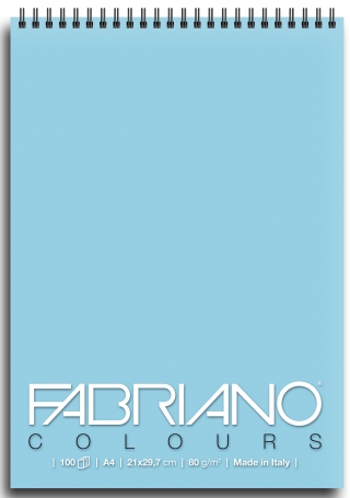 Блокнот для зарисовок Fabriano Colours 80г/м.кв 21x29,7см Селеста 100л спираль по короткой стороне