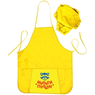 Фартук с нарукавниками Мульти-Пульти "Приключения Енота", 1 карман, желтый