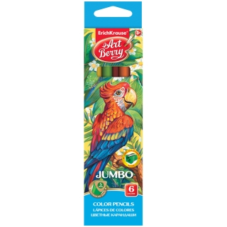Карандаши ArtBerry "Jumbo" 06цв., утолщенные, трехгран., заточен., картон, европодвес